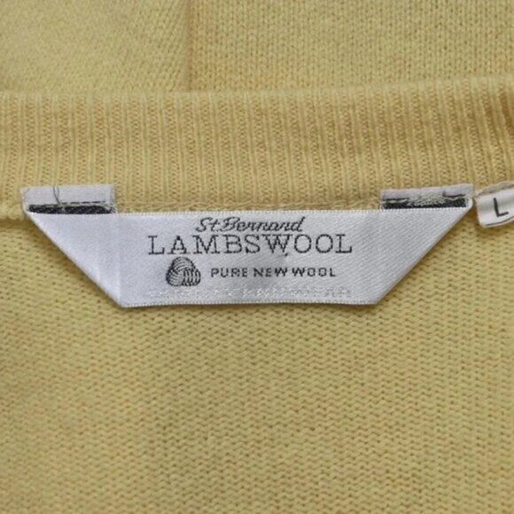 VIntage St. Bernard 100% Lambswool Yellow Sweater Long Sleeve Size Large - Picture 8 of 14